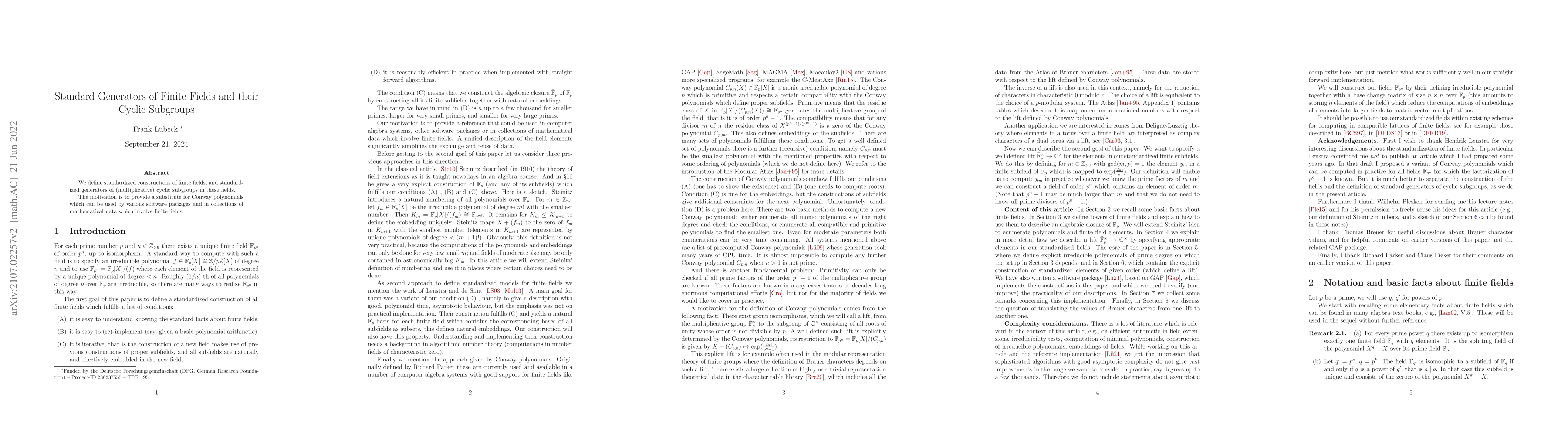 Thumbnail for Standard Generators of Finite Fields and their Cyclic Subgroups