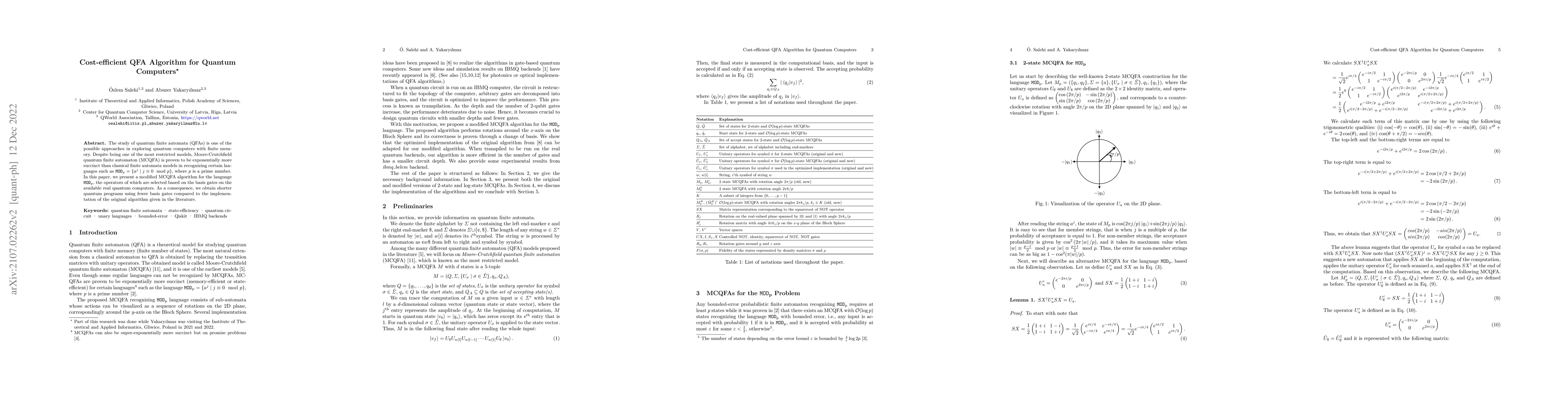 Thumbnail for Cost-efficient QFA Algorithm for Quantum Computers