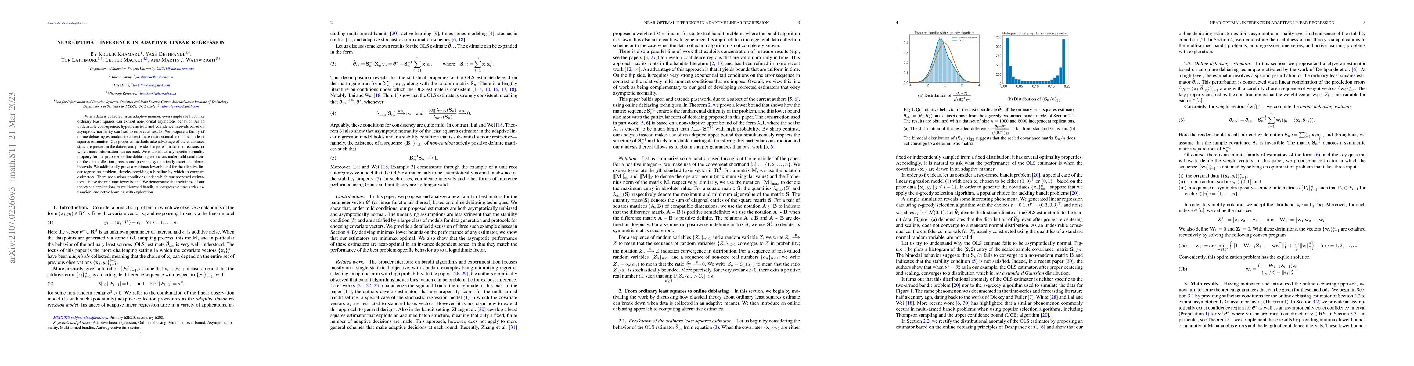 Thumbnail for Near-optimal inference in adaptive linear regression