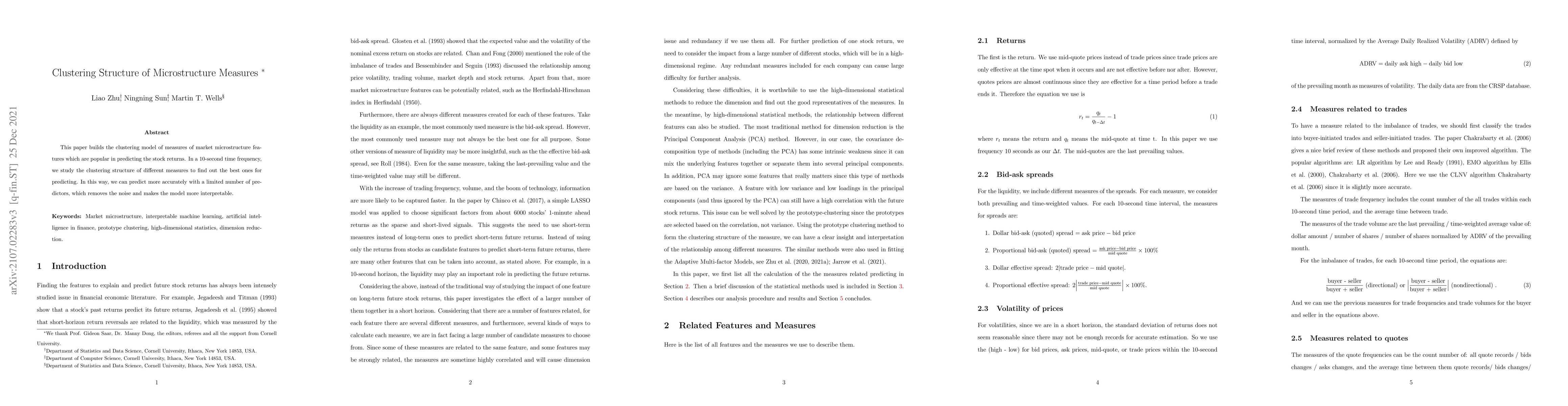 Thumbnail for Clustering Structure of Microstructure Measures