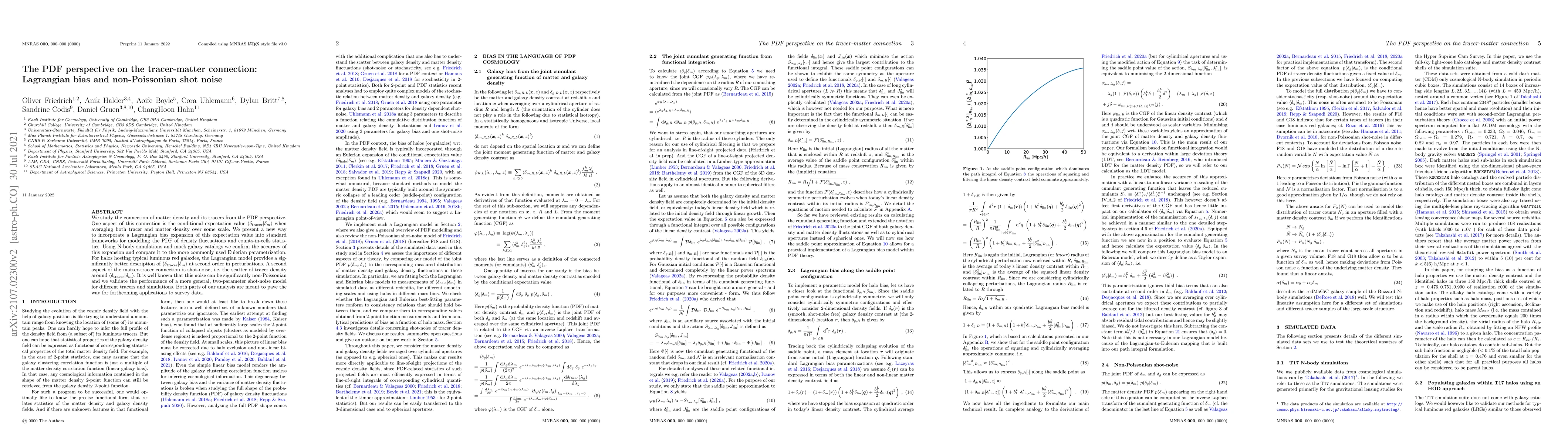 Thumbnail for The PDF perspective on the tracer-matter connection: Lagrangian bias and
  non-Poissonian shot noise