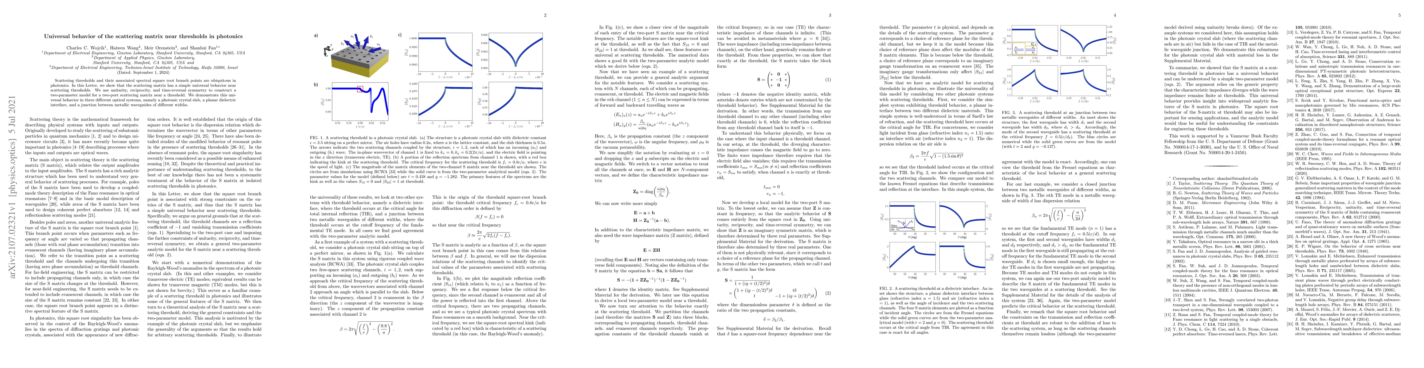 Thumbnail for Universal behavior of the scattering matrix near thresholds in photonics