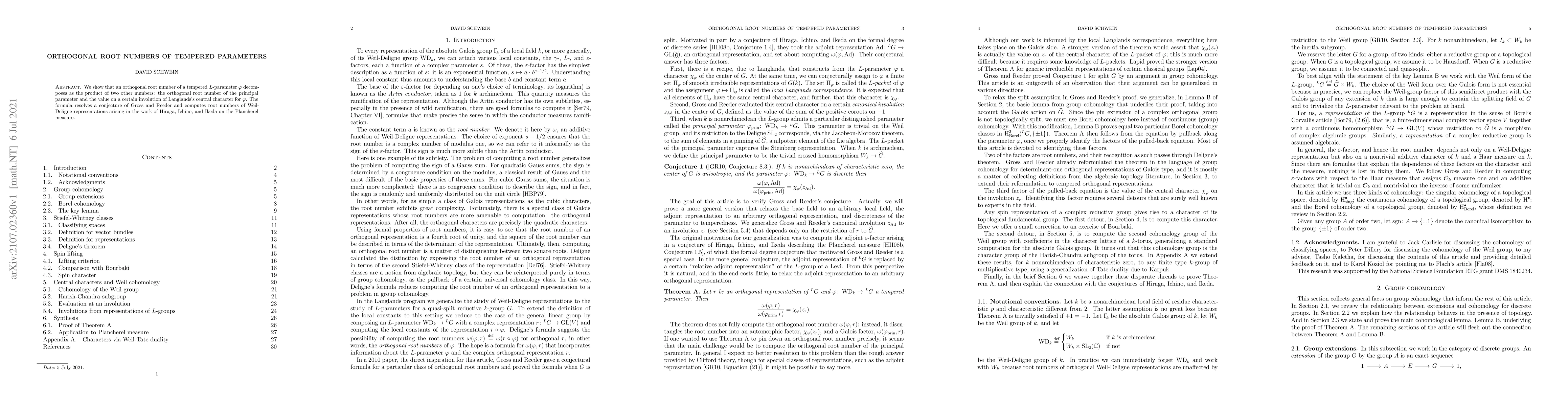 Thumbnail for Orthogonal Root Numbers of Tempered Parameters