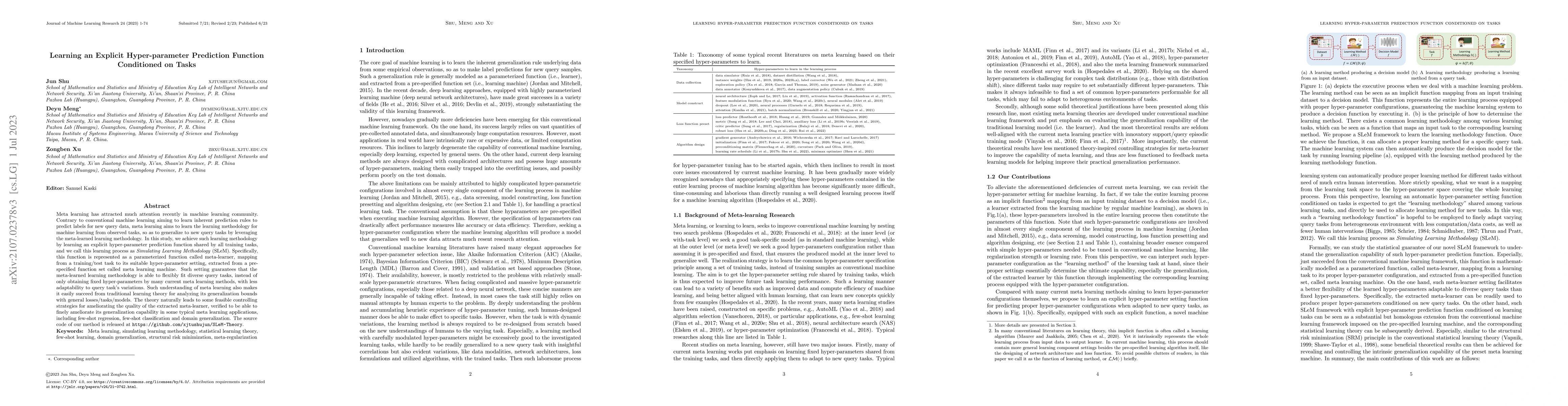 Thumbnail for Learning an Explicit Hyperparameter Prediction Function Conditioned on
  Tasks