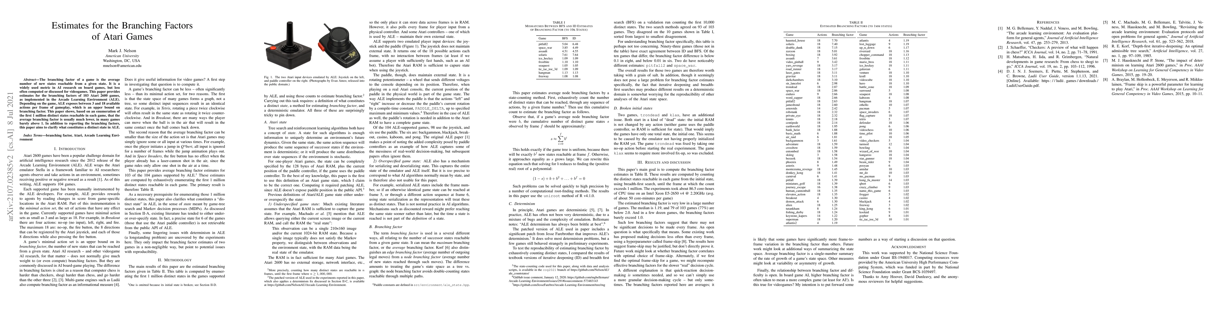 Thumbnail for Estimates for the Branching Factors of Atari Games