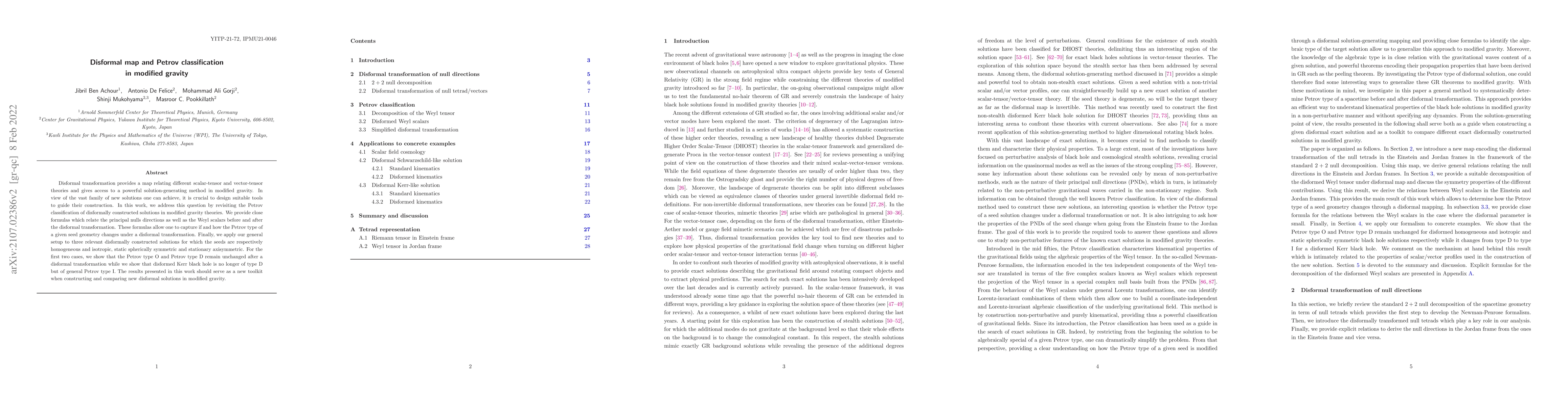 Thumbnail for Disformal map and Petrov classification in modified gravity