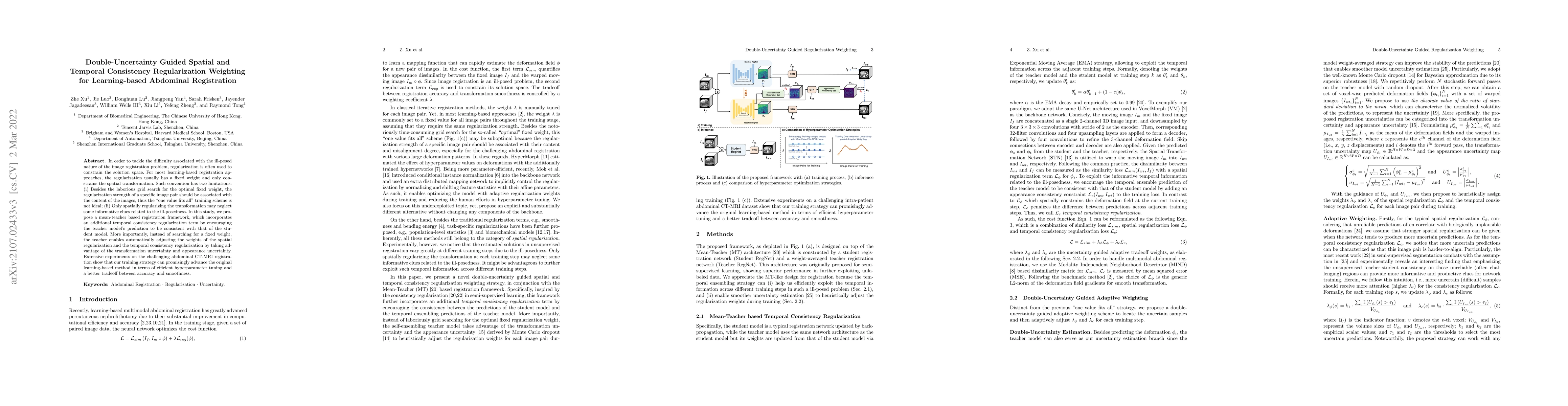 Thumbnail for Double-Uncertainty Guided Spatial and Temporal Consistency
  Regularization Weighting for Learning-based Abdominal Registration