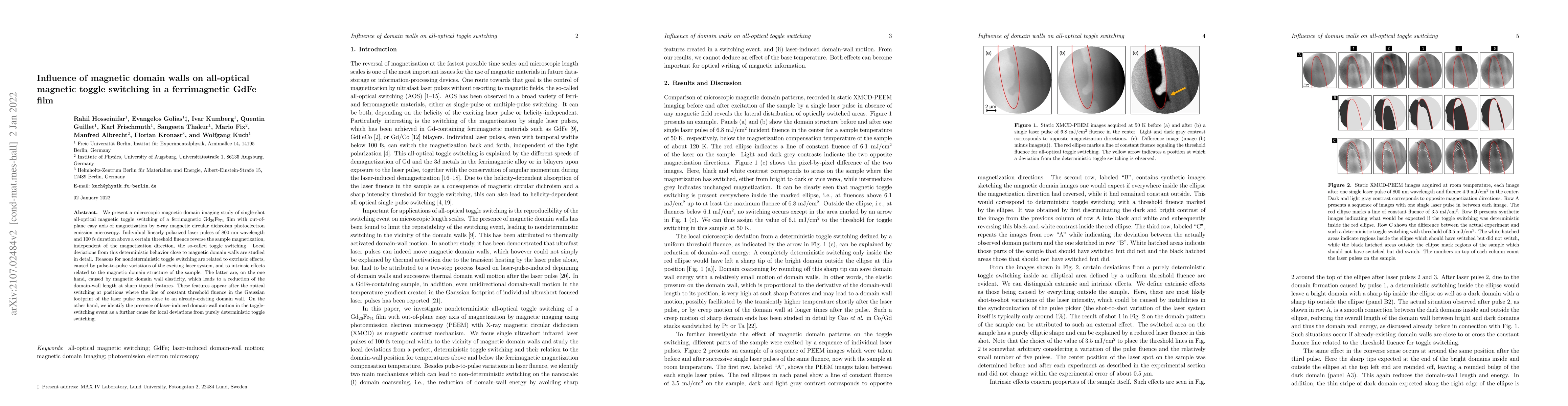 Thumbnail for Influence of magnetic domain walls on all-optical magnetic toggle
  switching in a ferrimagnetic GdFe film