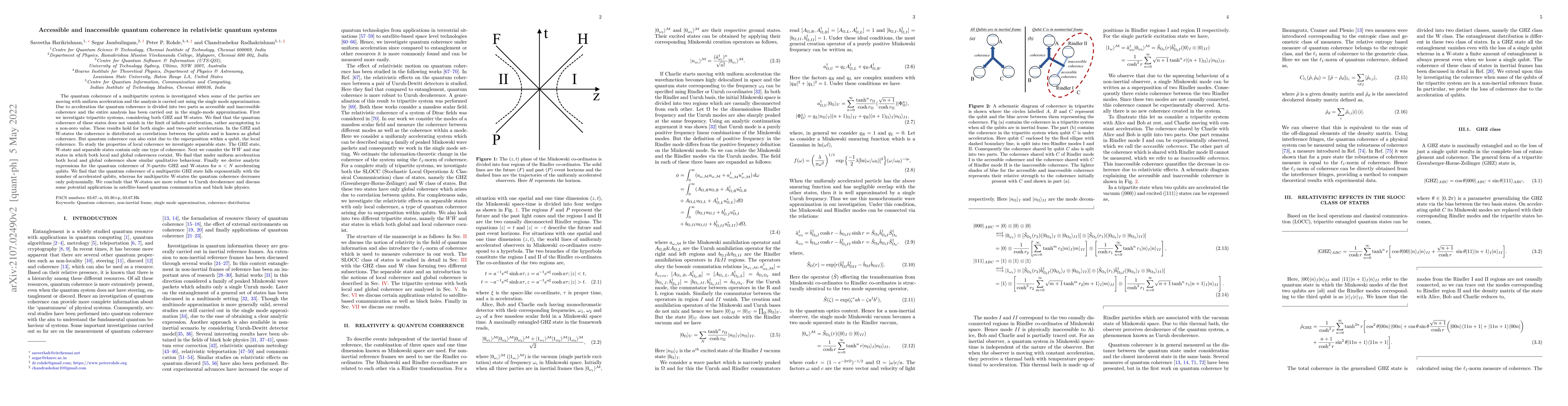 Thumbnail for Accessible and inaccessible quantum coherence in relativistic quantum
  systems