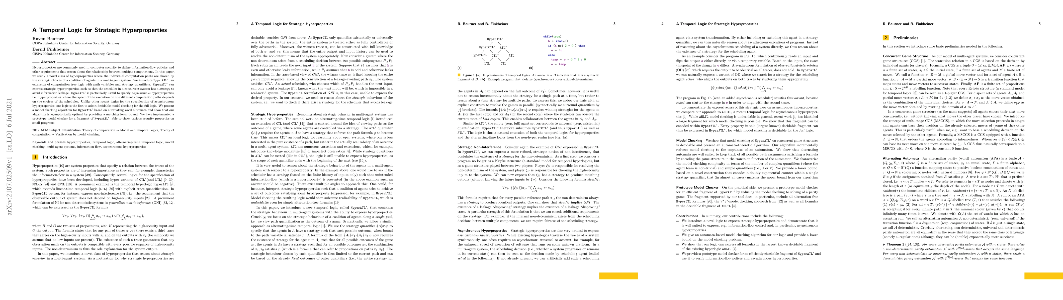 Thumbnail for A Temporal Logic for Strategic Hyperproperties