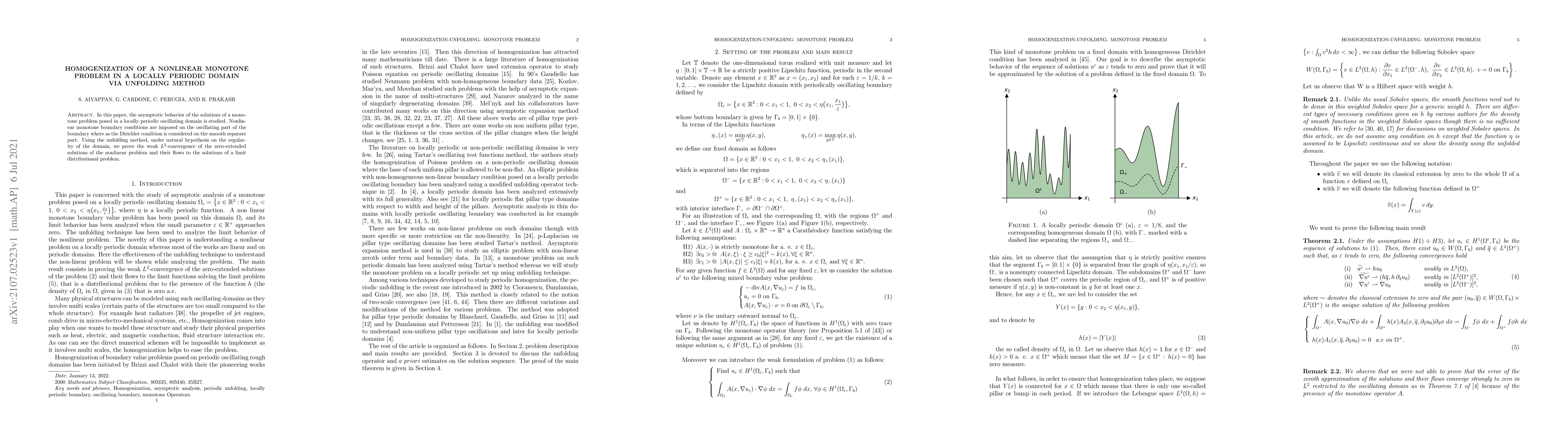 Thumbnail for Homogenization of a nonlinear monotone problem in a locally periodic
  domain via unfolding method