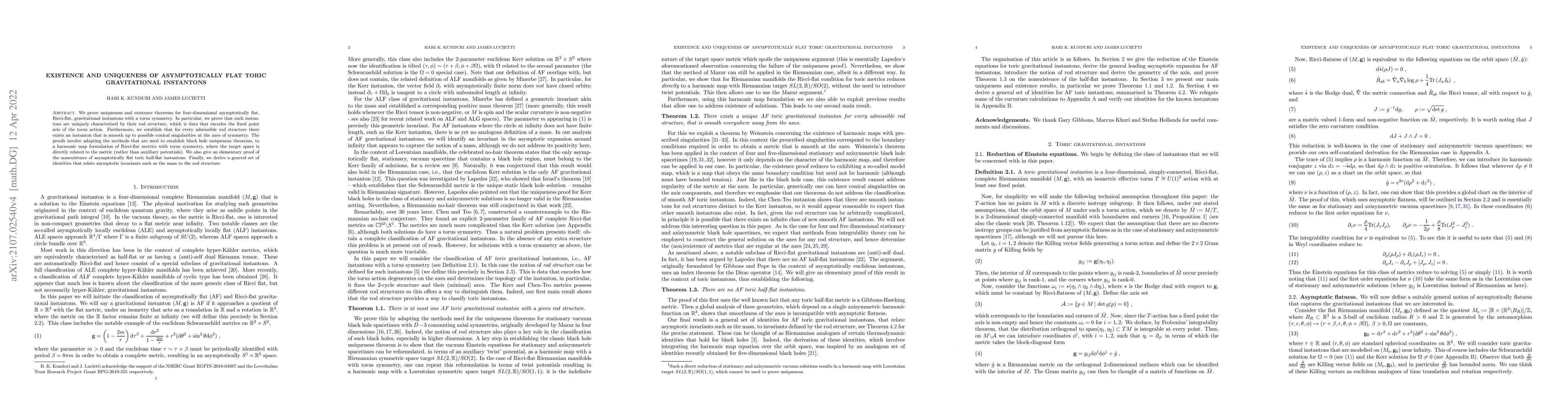 Thumbnail for Existence and uniqueness of asymptotically flat toric gravitational
  instantons