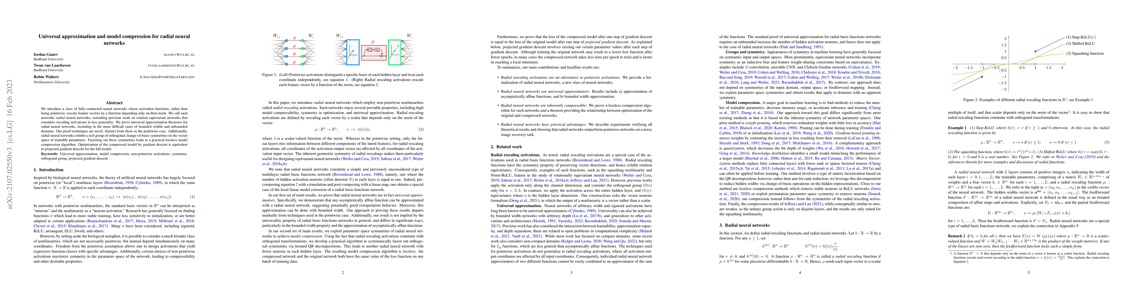 Thumbnail for Universal approximation and model compression for radial neural networks