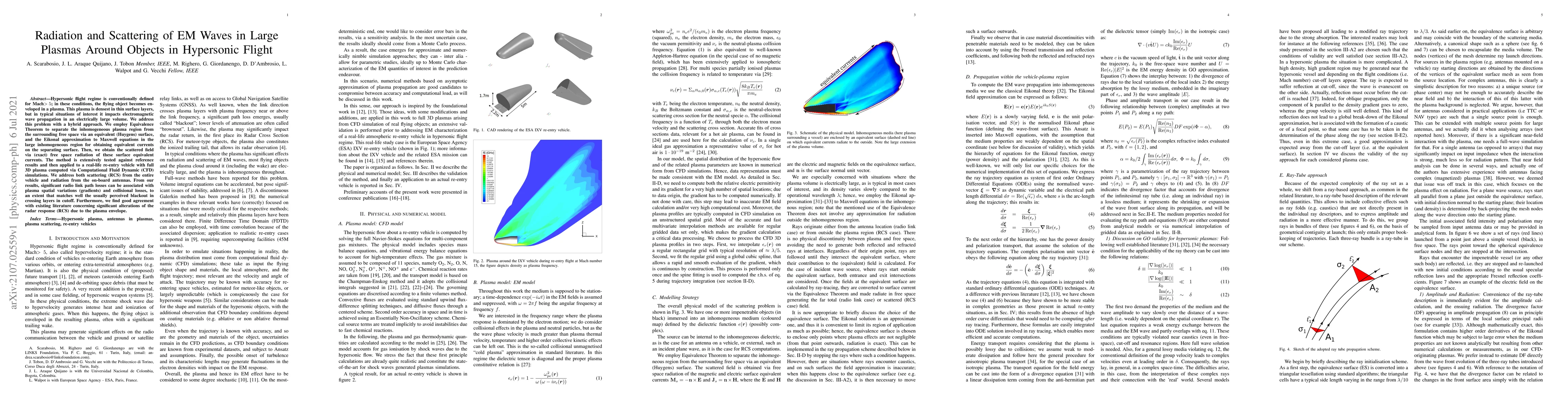 Thumbnail for Radiation and Scattering of EM Waves in Large Plasmas Around Objects in
  Hypersonic Flight