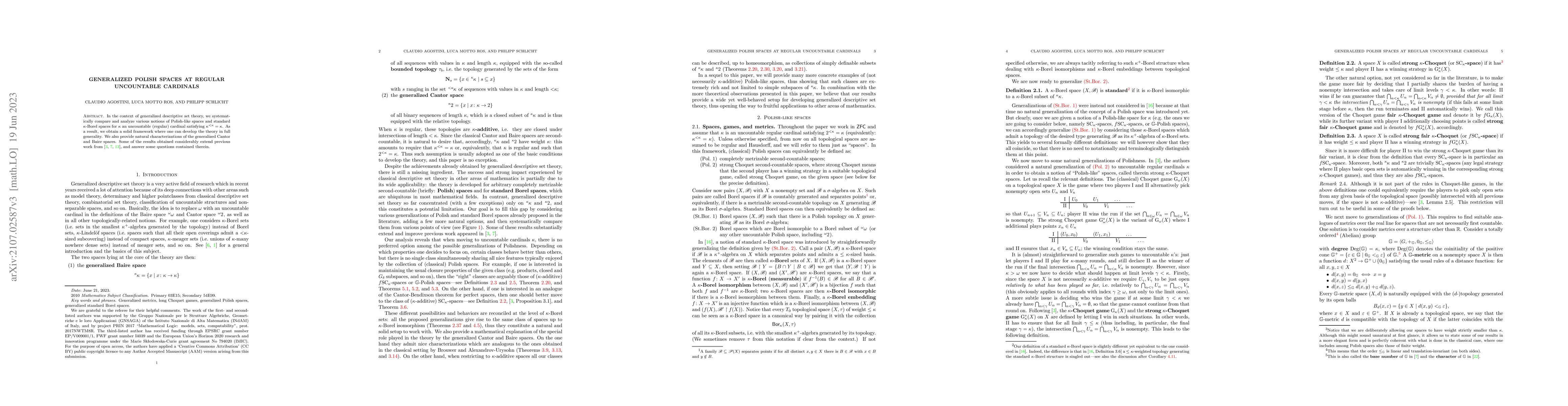 Thumbnail for Generalized Polish spaces at regular uncountable cardinals