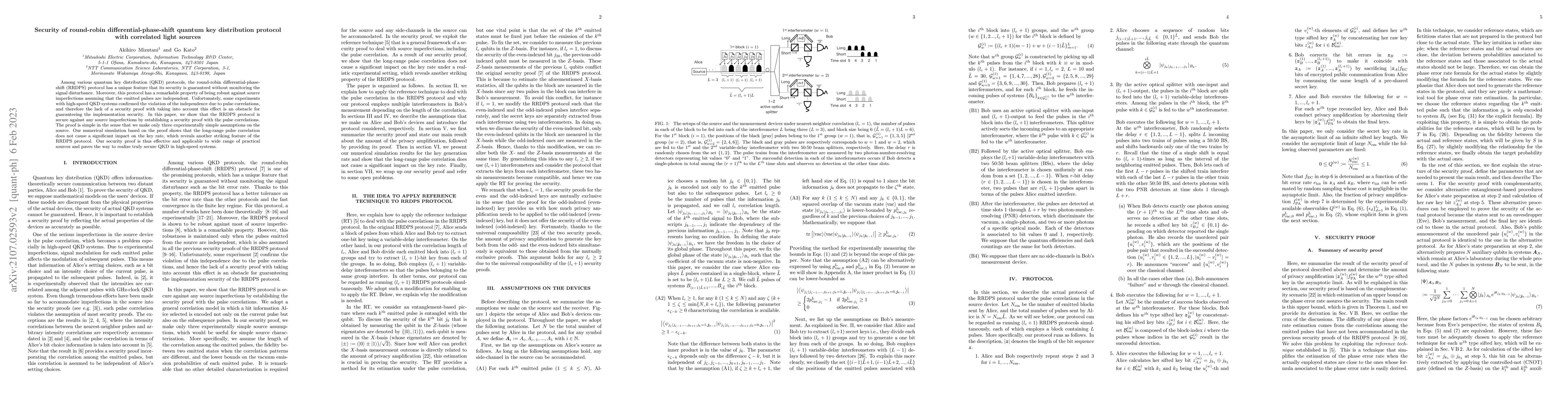 Thumbnail for Security of round-robin differential-phase-shift quantum key
  distribution protocol with correlated light sources