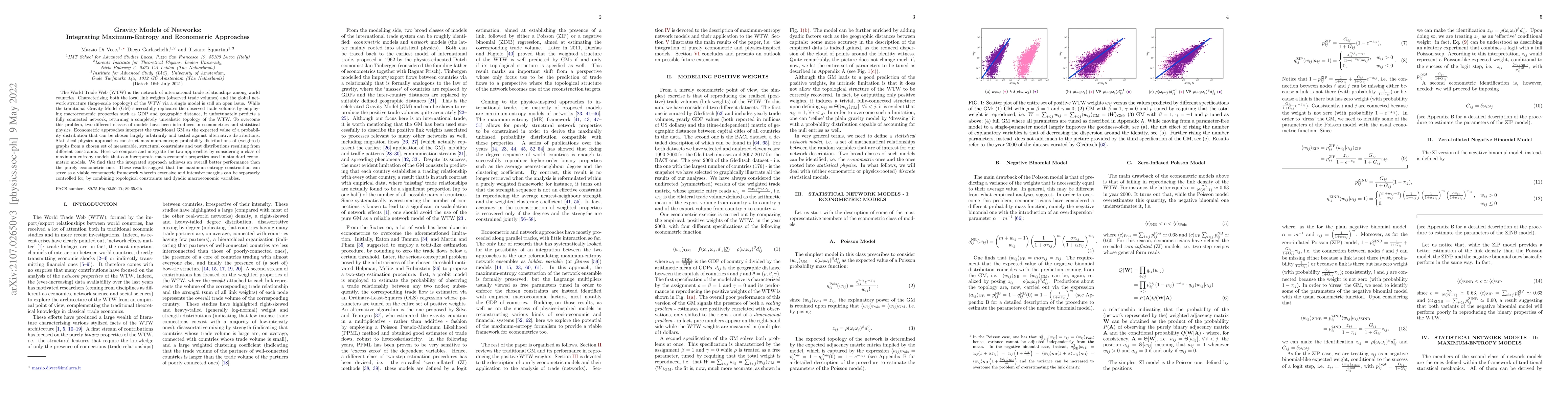 Thumbnail for Gravity models of networks: integrating maximum-entropy and econometric
  approaches