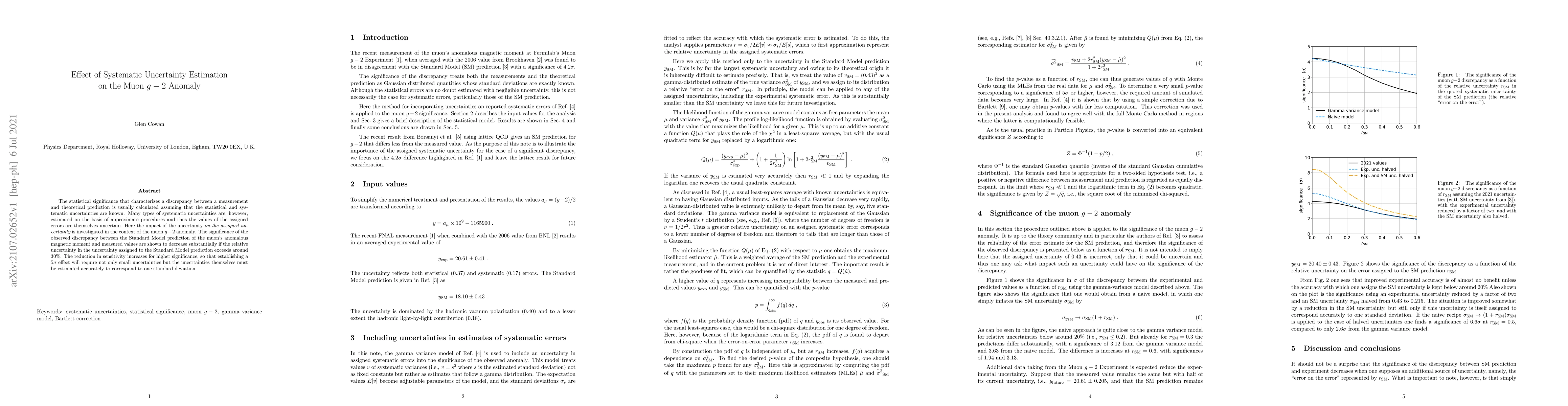 Thumbnail for Effect of Systematic Uncertainty Estimation on the Muon $g-2$ Anomaly