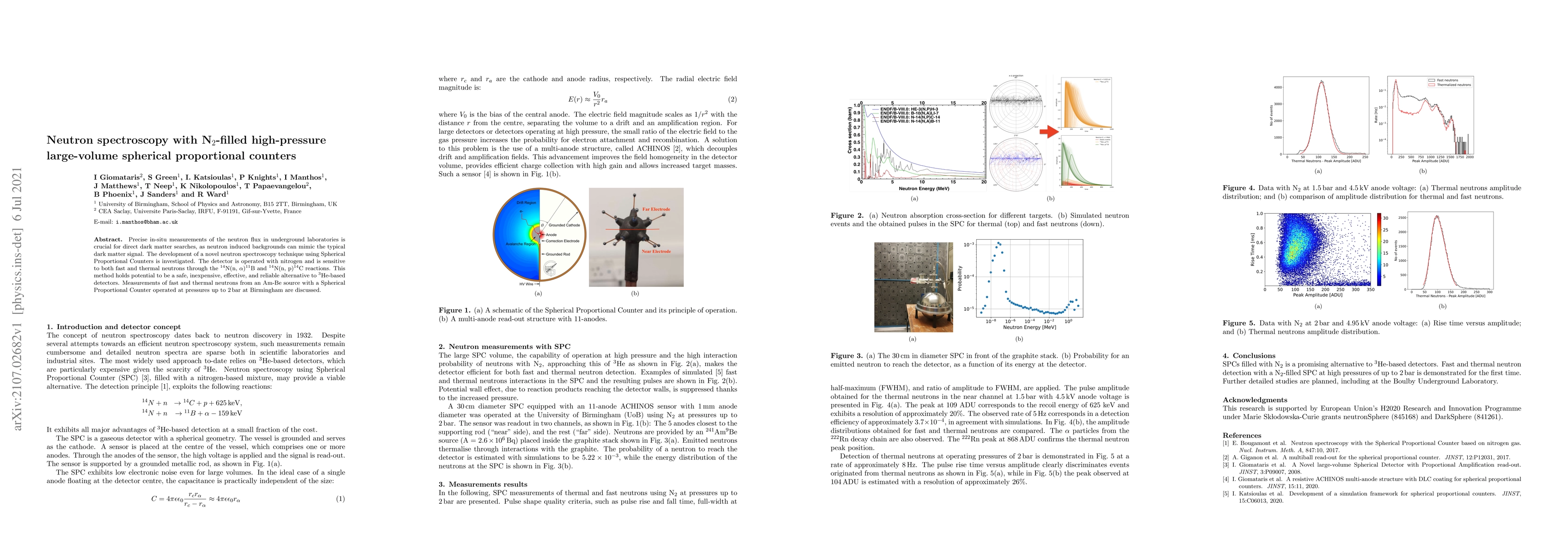 Thumbnail for Neutron spectroscopy with N$_2$-filled high-pressure large-volume
  spherical proportional counters