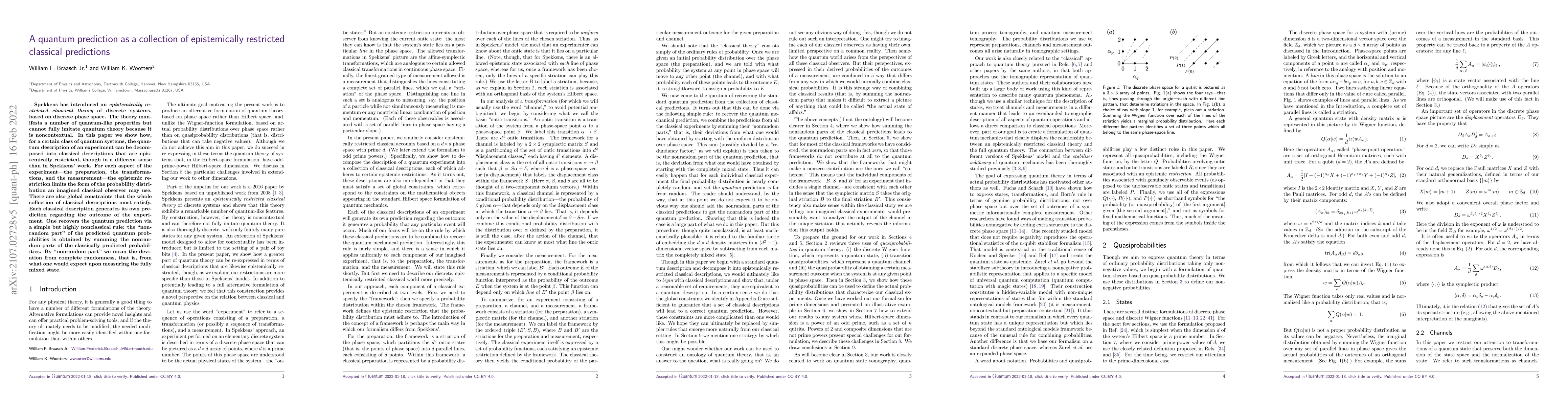 Thumbnail for A quantum prediction as a collection of epistemically restricted
  classical predictions