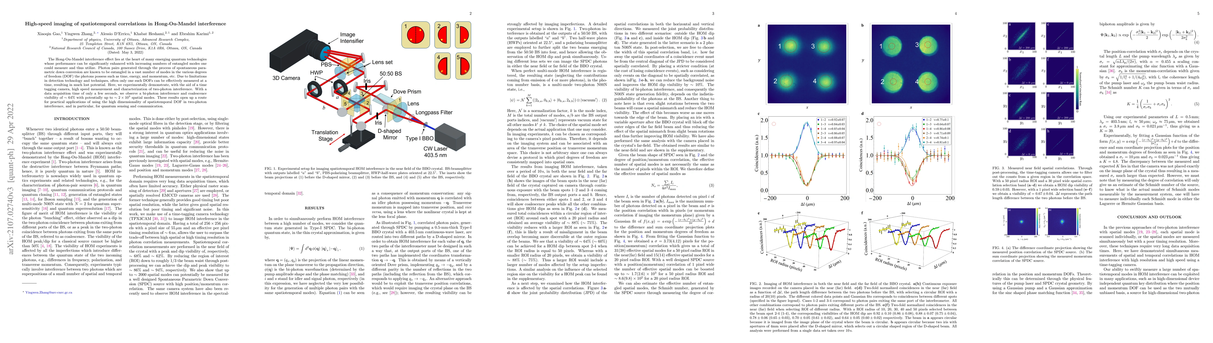 Thumbnail for High-speed imaging of spatiotemporal correlations in Hong-Ou-Mandel
  interference