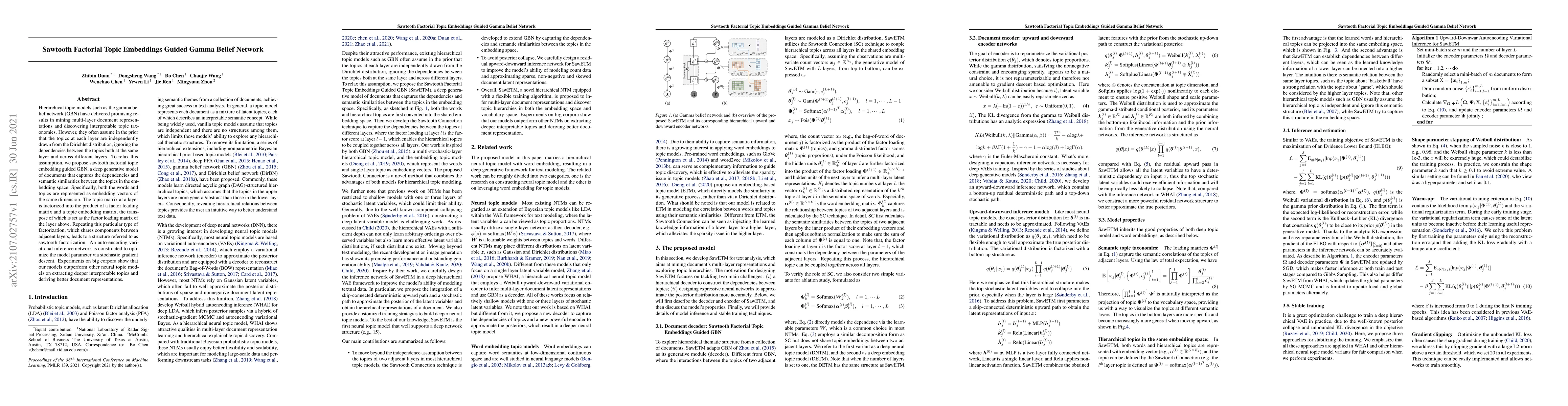 Thumbnail for Sawtooth Factorial Topic Embeddings Guided Gamma Belief Network