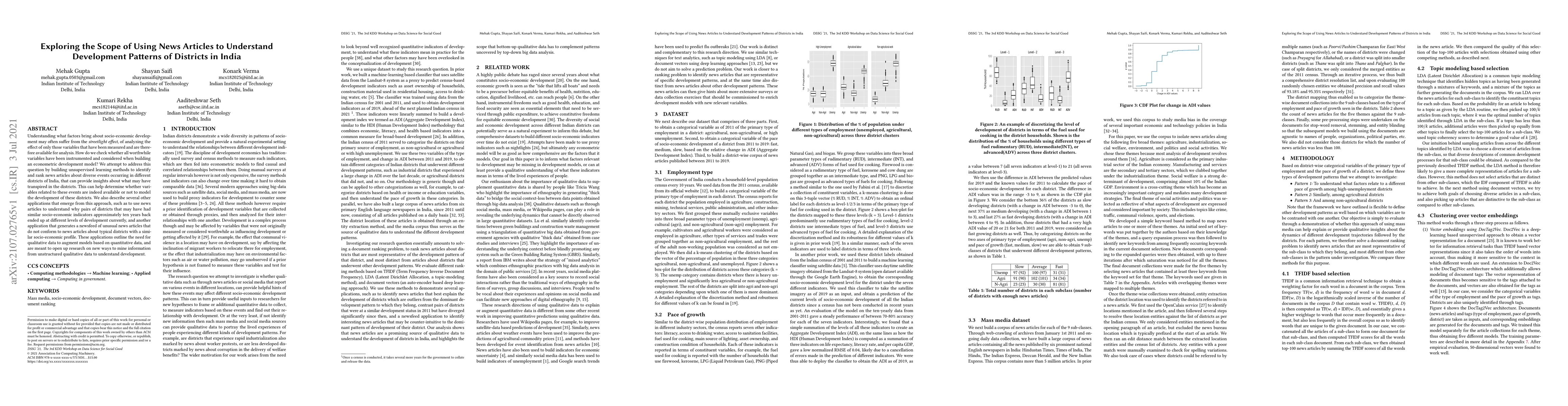 Thumbnail for Exploring the Scope of Using News Articles to Understand Development
  Patterns of Districts in India