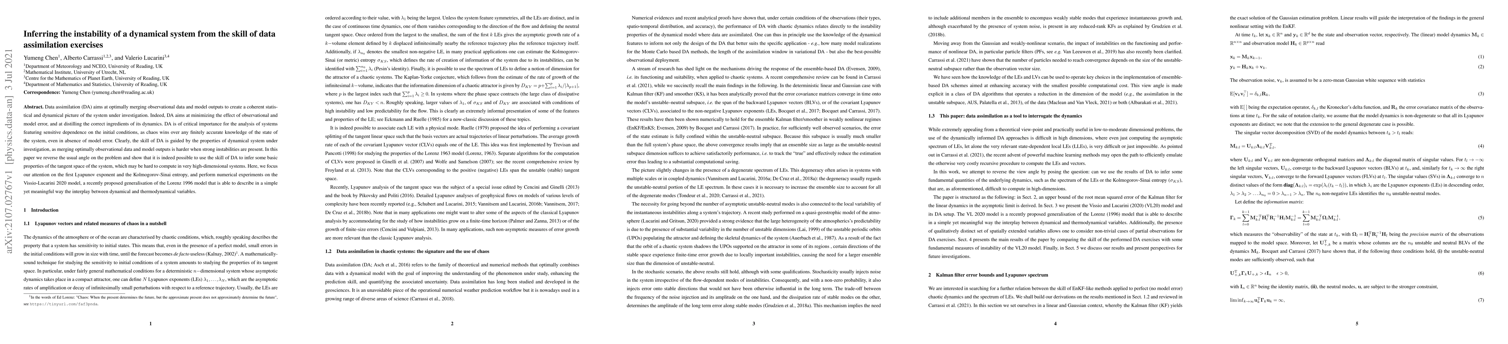 Thumbnail for Inferring the instability of a dynamical system from the skill of data
  assimilation exercises