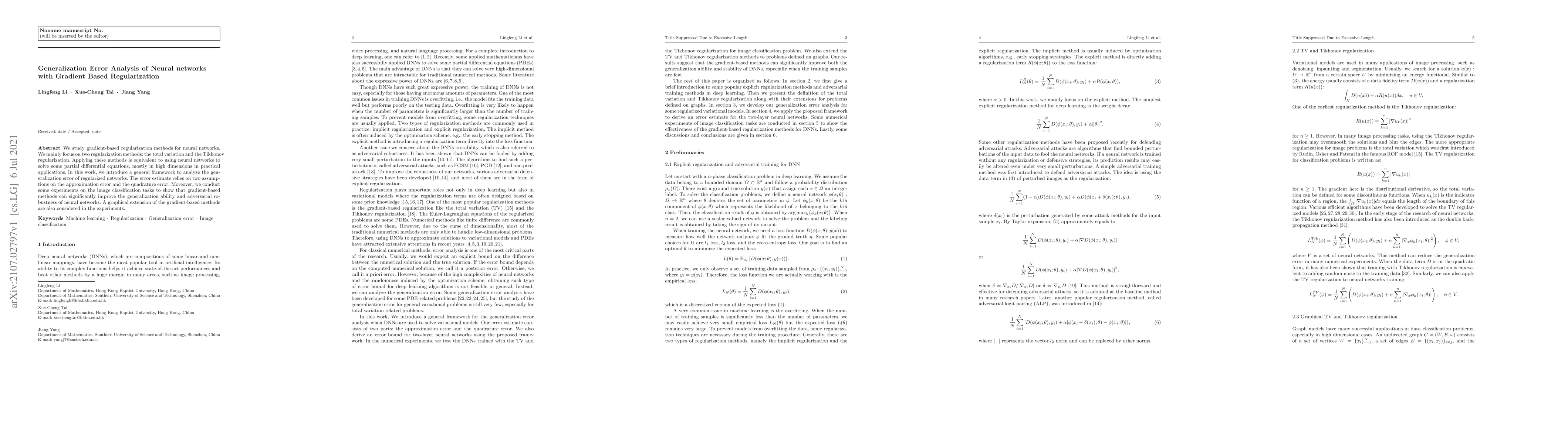 Thumbnail for Generalization Error Analysis of Neural networks with Gradient Based
  Regularization
