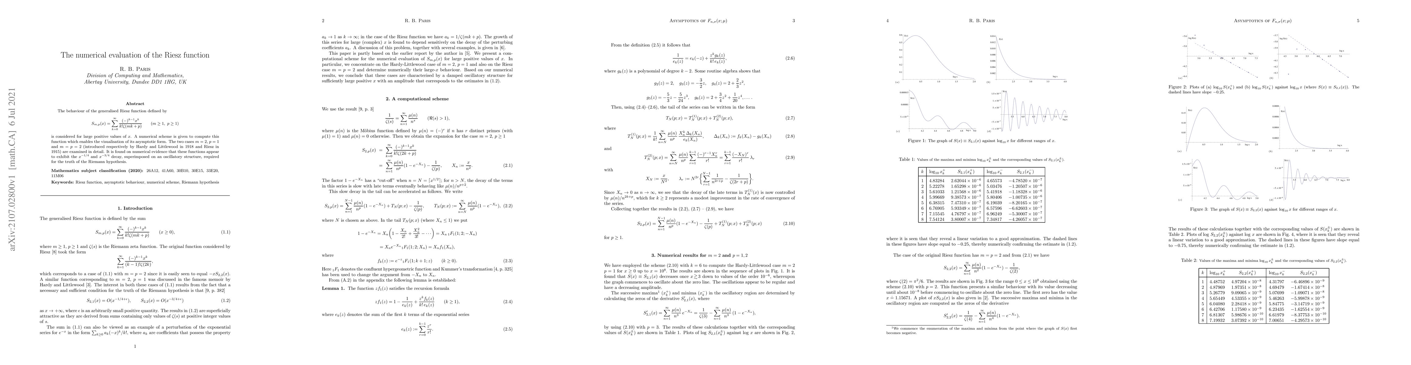 Thumbnail for The numerical evaluation of the Riesz function