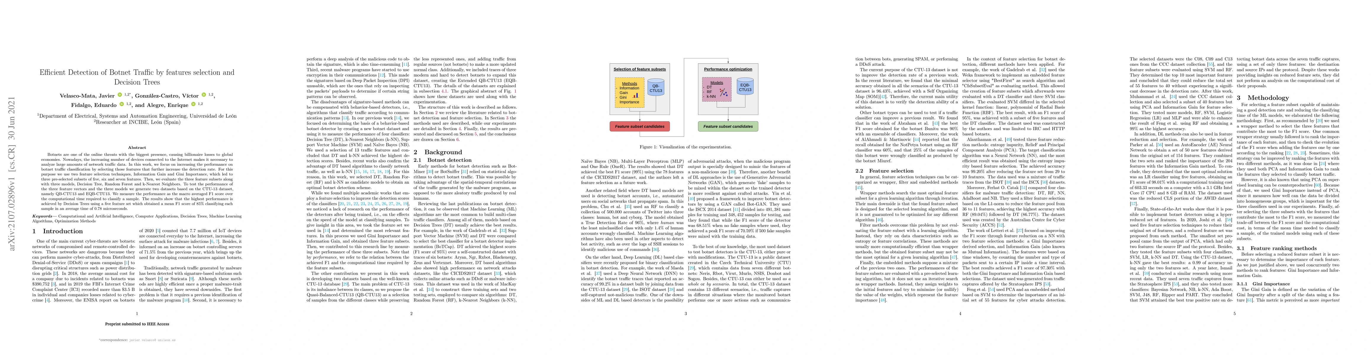 Thumbnail for Efficient Detection of Botnet Traffic by features selection and Decision
  Trees