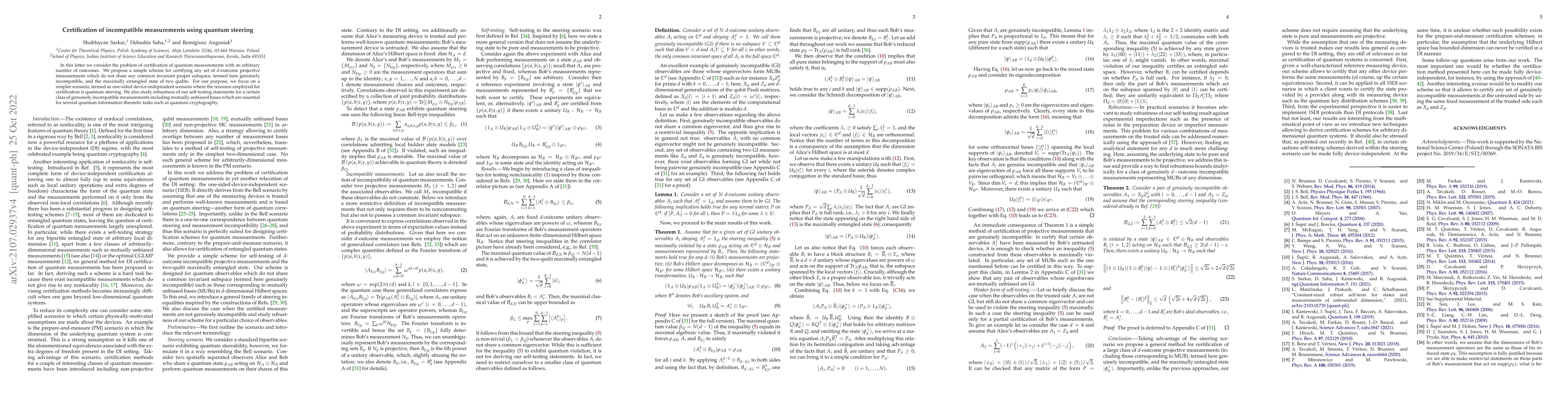 Thumbnail for Certification of incompatible measurements using quantum steering