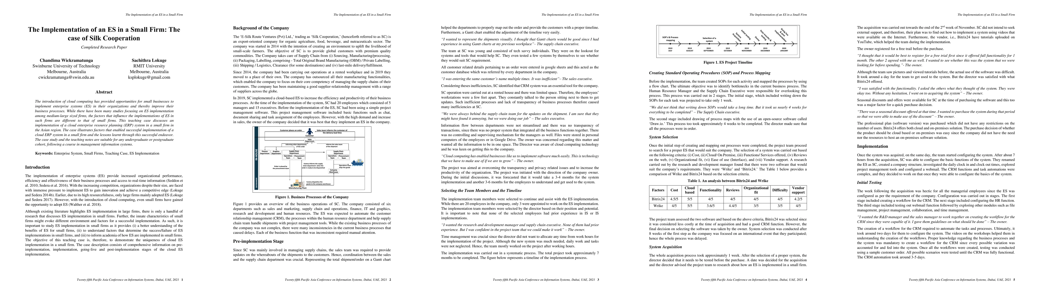 Thumbnail for The Implementation of an ES in a Small Firm: The case of Silk
  Cooperation