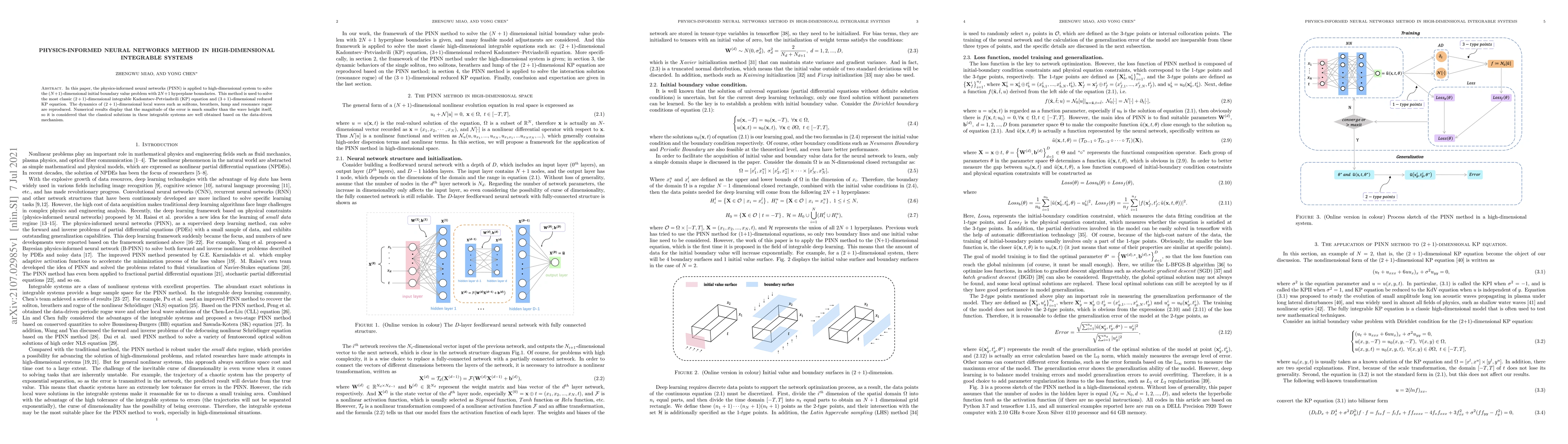 Thumbnail for Physics-informed neural networks method in high-dimensional integrable
  systems