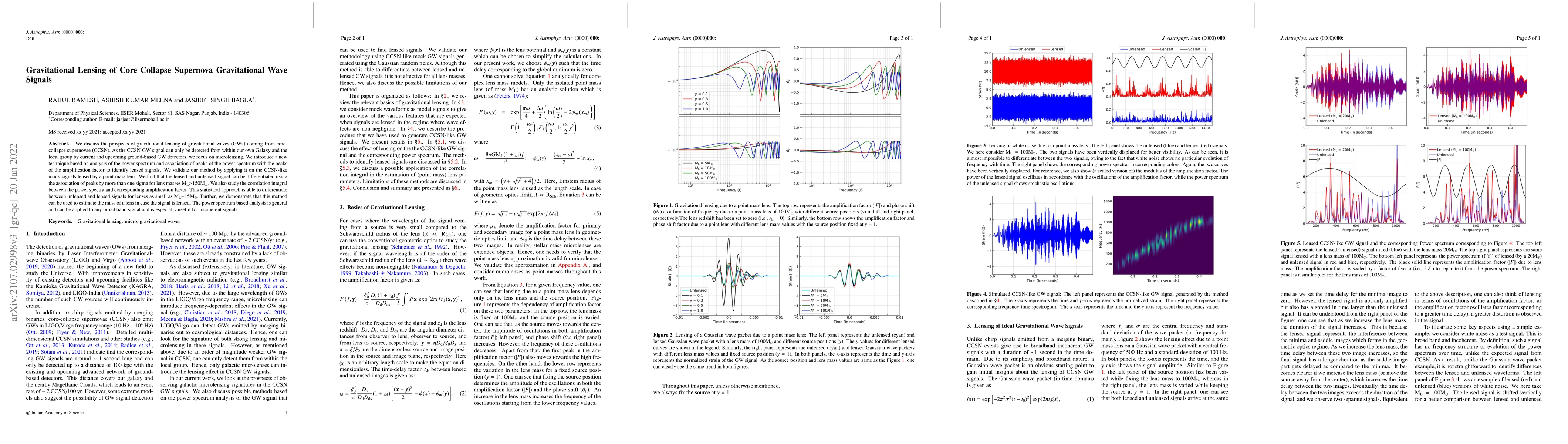 Thumbnail for Gravitational Lensing of Core Collapse Supernova Gravitational Wave
  Signals