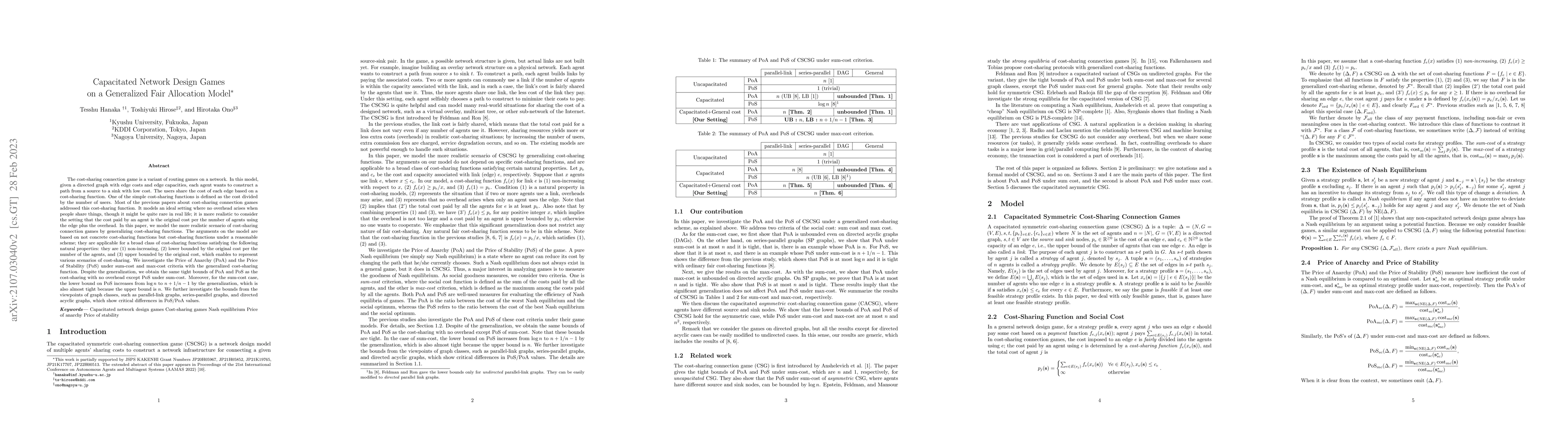 Thumbnail for Capacitated Network Design Games on a Generalized Fair Allocation Model