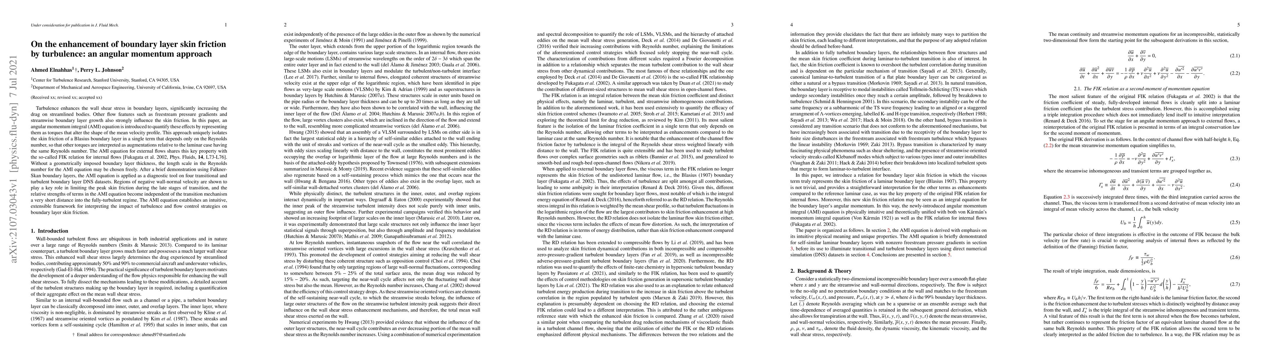 Thumbnail for On the enhancement of boundary layer skin friction by turbulence: an
  angular momentum approach