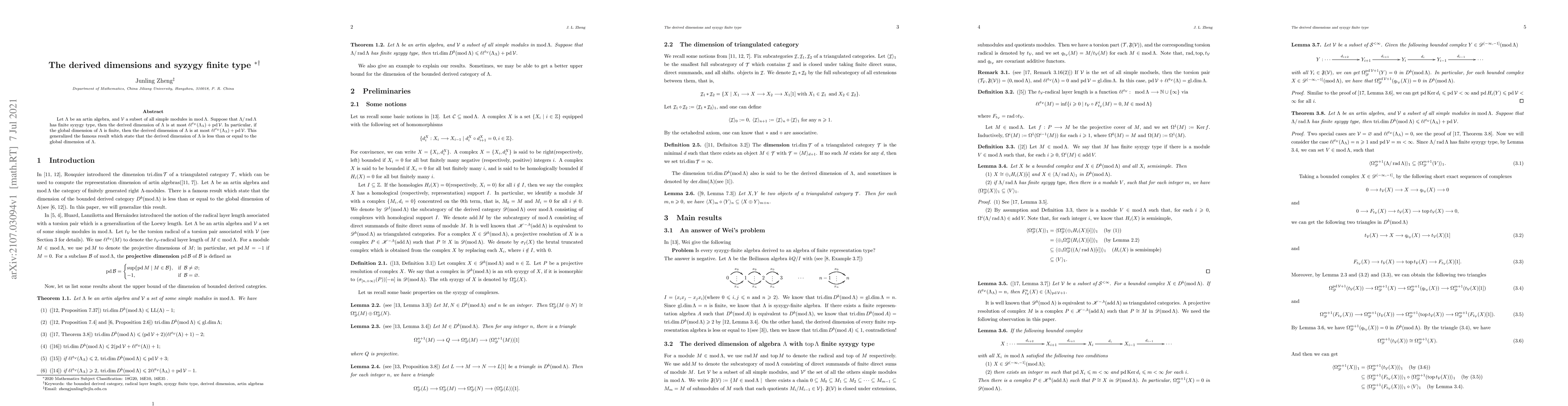 Thumbnail for The derived dimensions and syzygy finite type