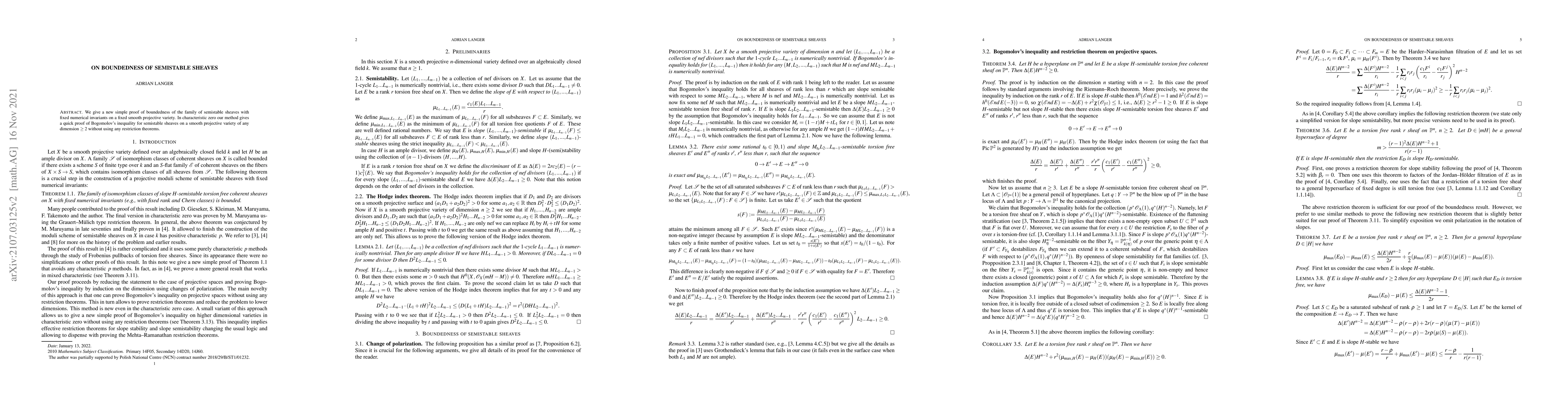 Thumbnail for On boundedness of semistable sheaves