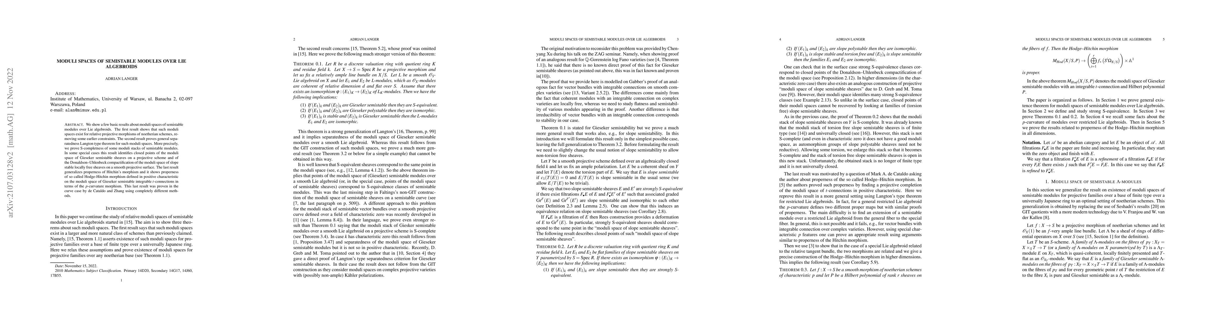 Thumbnail for Moduli spaces of semistable modules over Lie algebroids