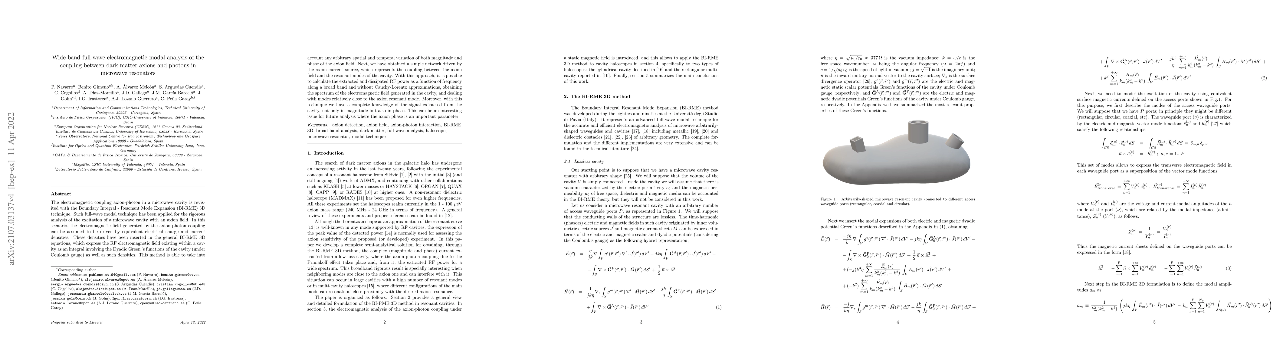 Thumbnail for Wide-band full-wave electromagnetic modal analysis of the coupling
  between dark-matter axions and photons in microwave resonators