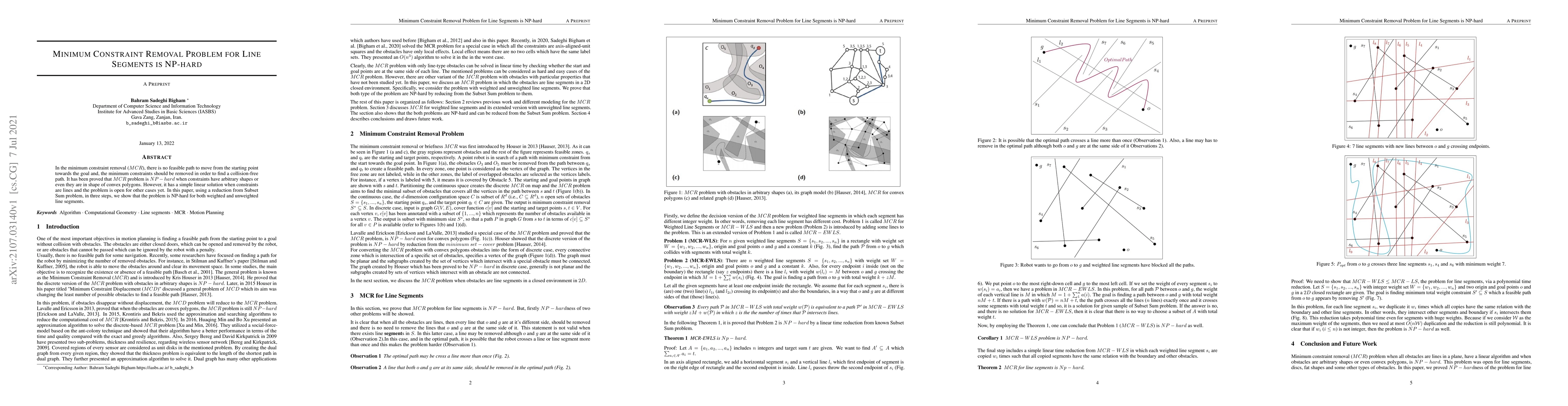 Thumbnail for Minimum Constraint Removal Problem for Line Segments is NP-hard
