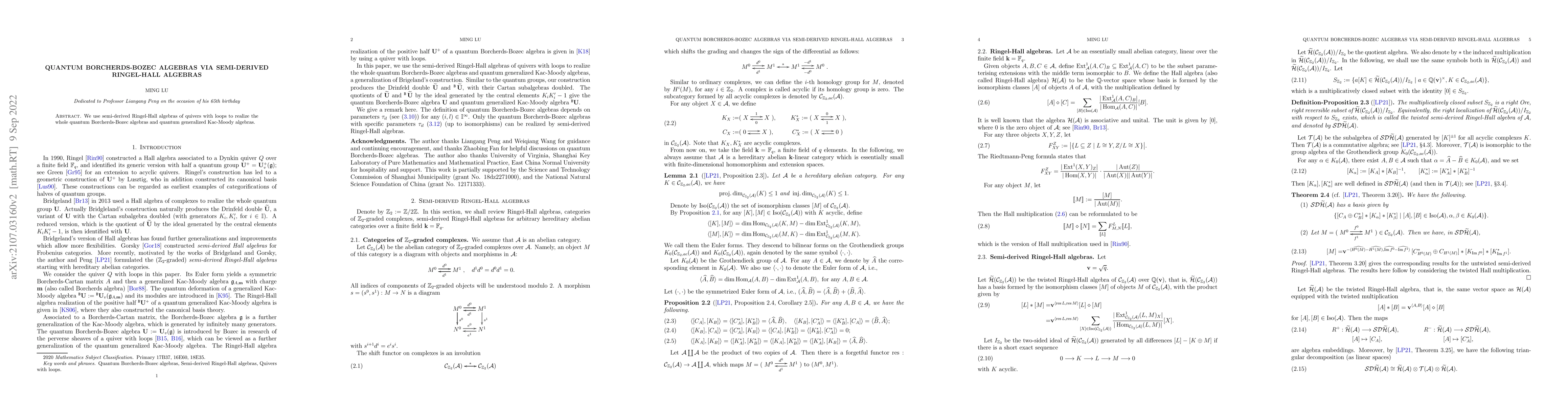 Thumbnail for Quantum Borcherds-Bozec algebras via semi-derived Ringel-Hall algebras