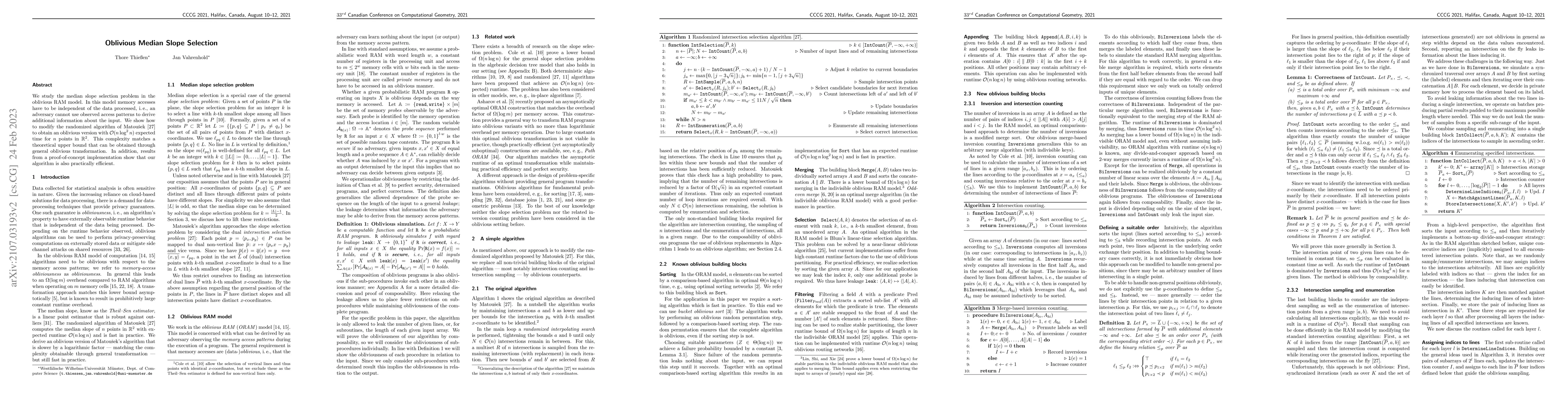 Thumbnail for Oblivious Median Slope Selection