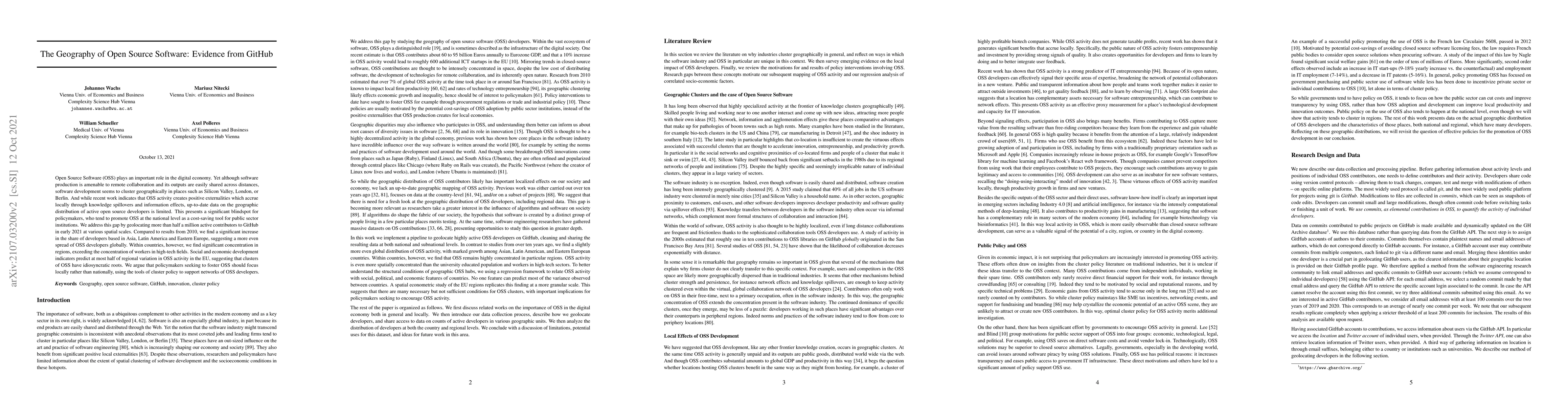 Thumbnail for The Geography of Open Source Software: Evidence from GitHub