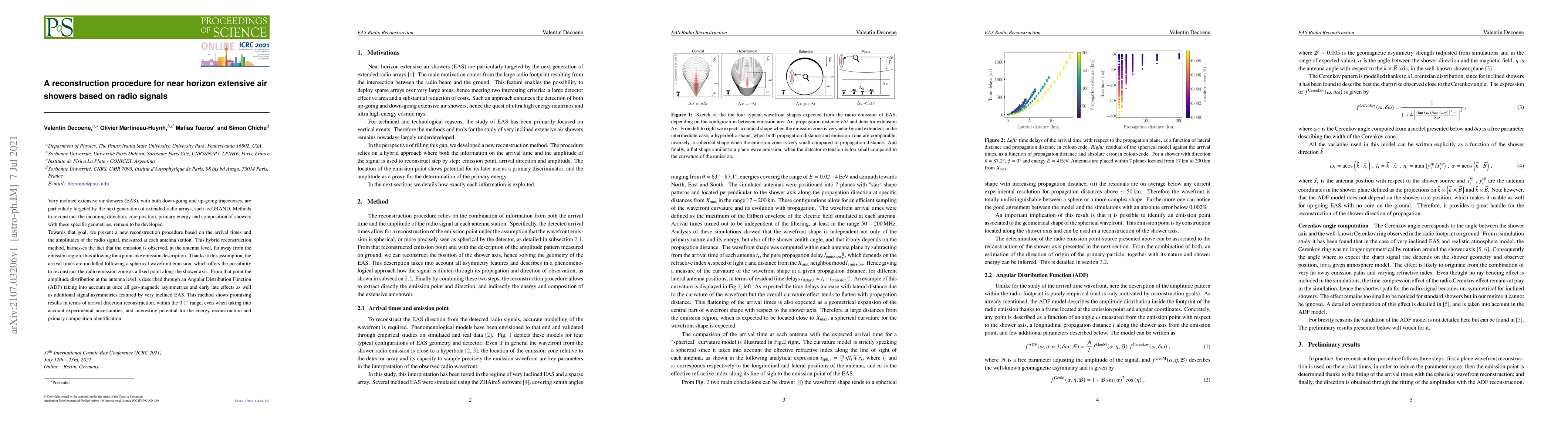 Thumbnail for A reconstruction procedure for near horizon extensive air showers based
  on radio signals