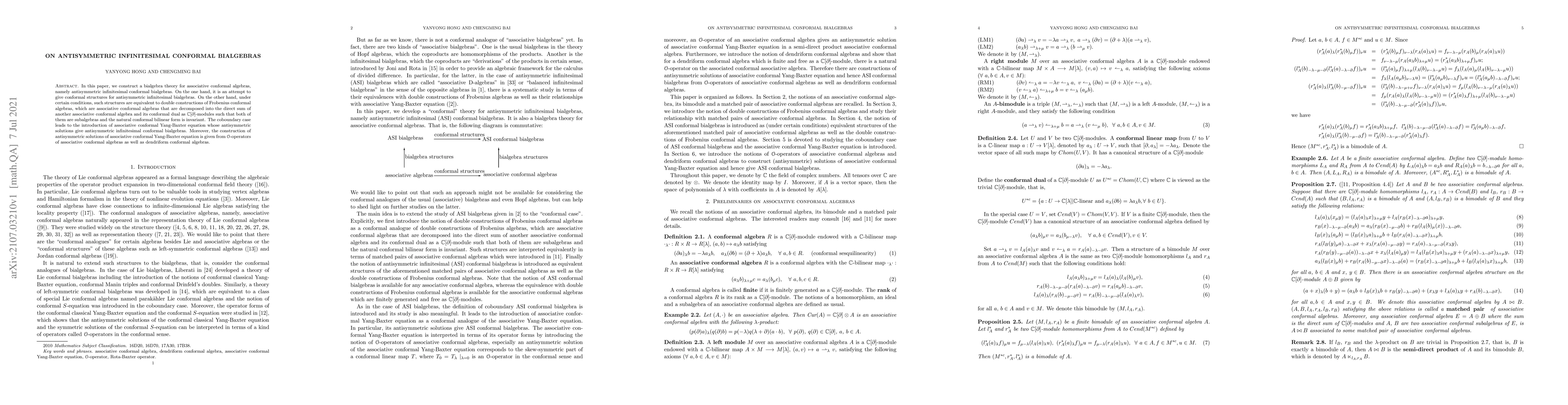 Thumbnail for On antisymmetric infinitesimal conformal bialgebras