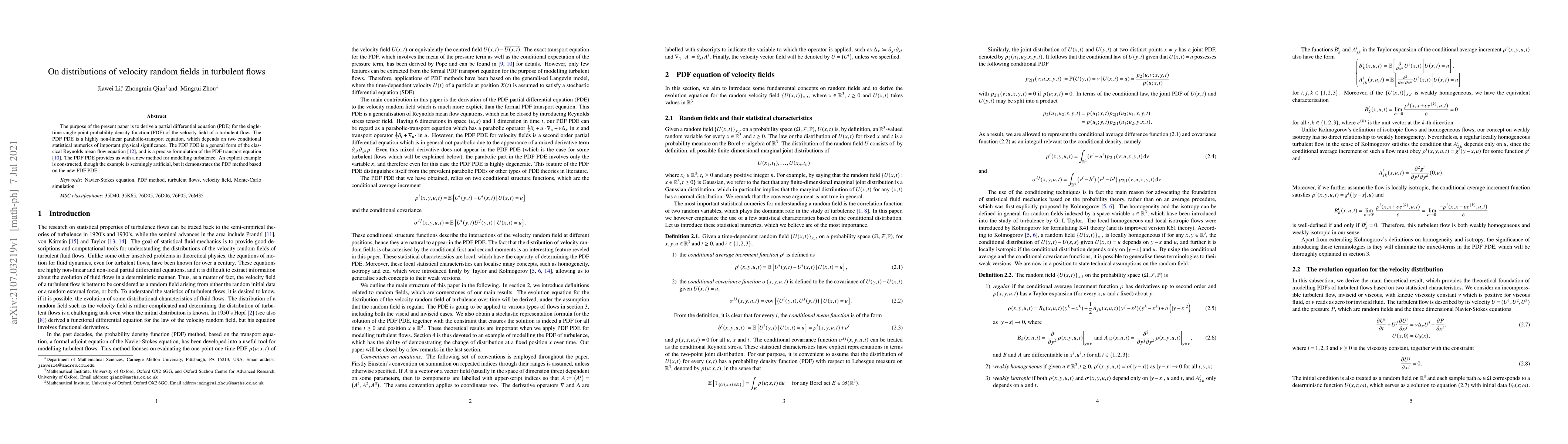 Thumbnail for On distributions of velocity random fields in turbulent flows