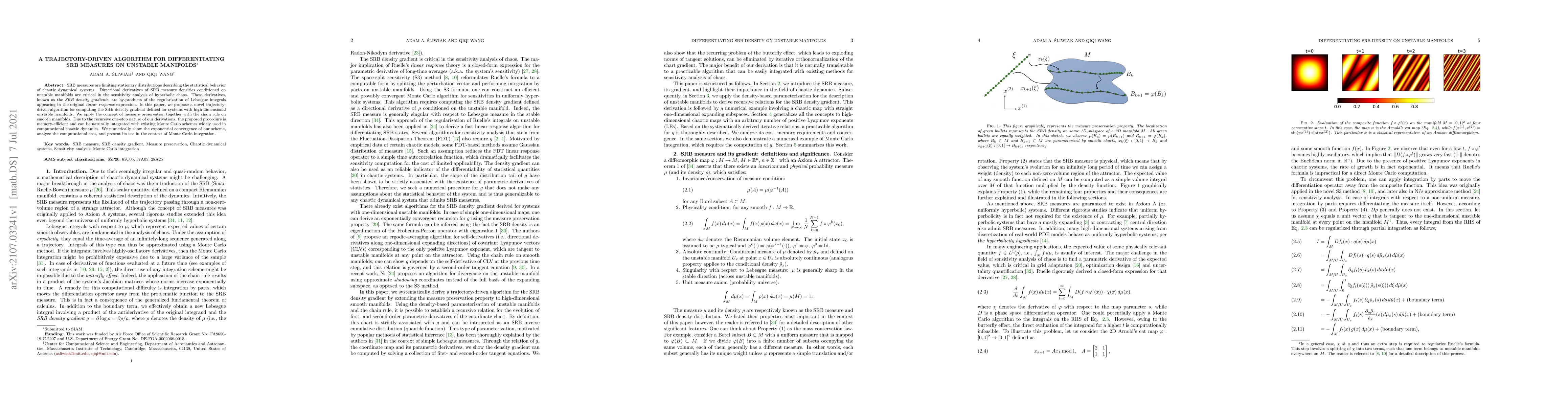 Thumbnail for A trajectory-driven algorithm for differentiating SRB measures on
  unstable manifolds