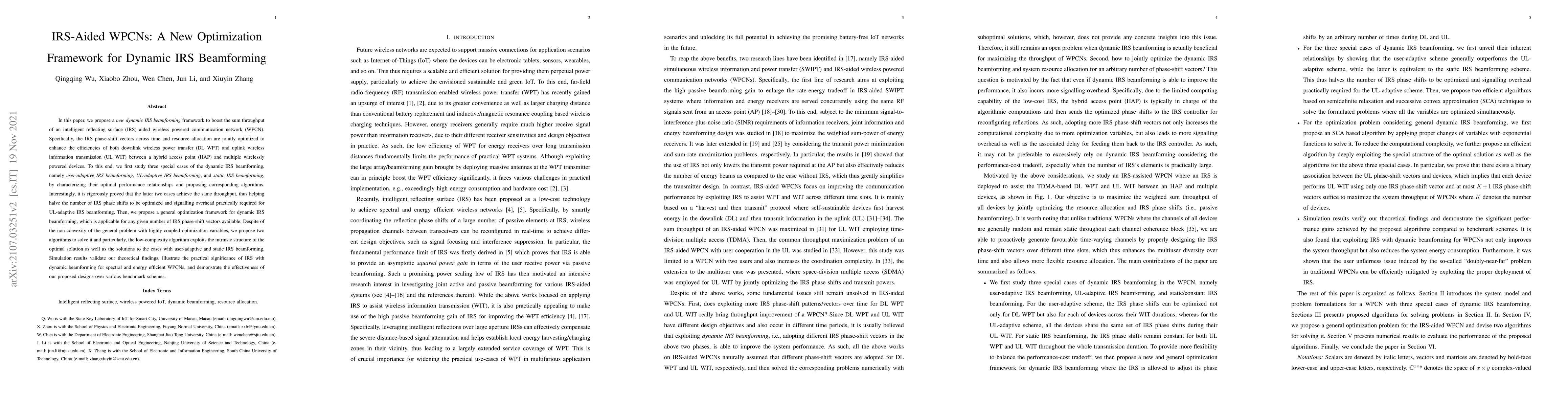 Thumbnail for IRS-Aided WPCNs: A New Optimization Framework for Dynamic IRS
  Beamforming